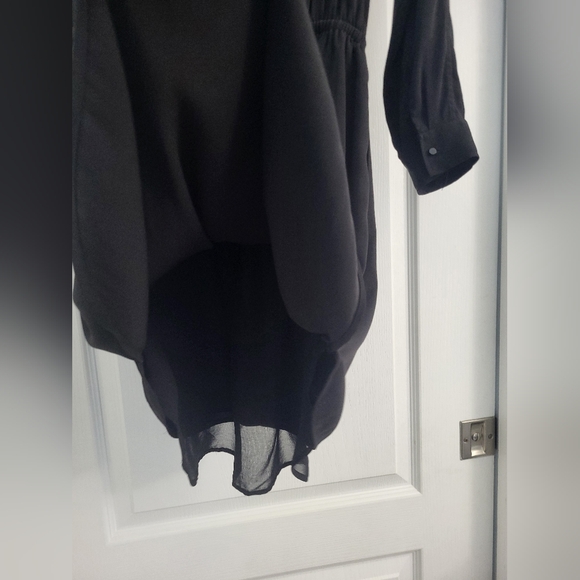 White House Black Market Black V-Neck Long Sleeve Dress - Picture 3 of 8